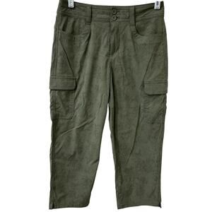 Eddie Bauer Womens 2 Green Travex Cropped Cargo Pants Leaf Gorpcore Hiking